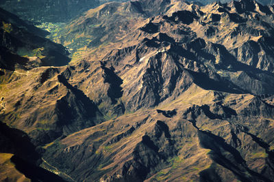 Aerial view of mountains at night