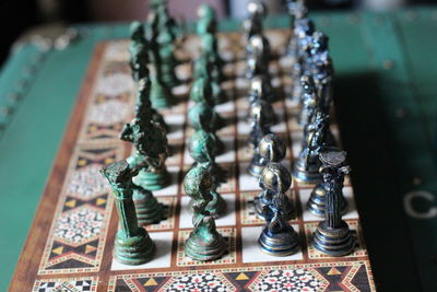 Close-up of chess pieces