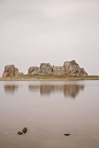 Sunset at plougrescant, la maison du gouffre, castel meur in brittany, france