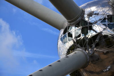 Low angle view of pipe against sky