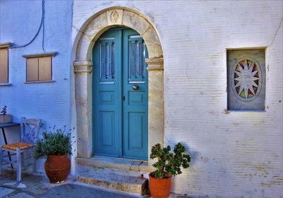 Closed door of building