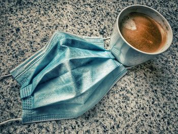 High angle view of coffee on table