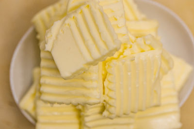 High angle view of dessert in plate on table