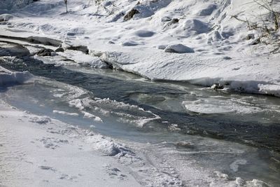 Frozen water in winter