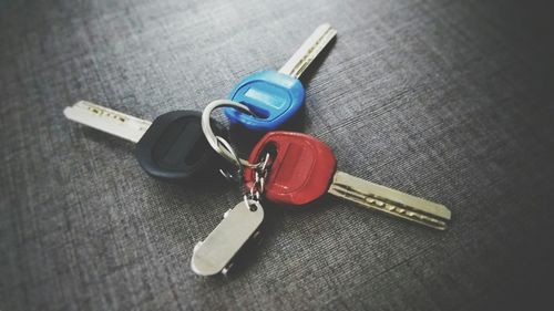 High angle view of keys