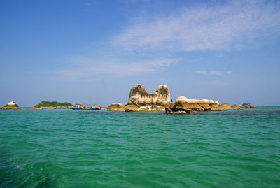 Scenic view of sea against sky at belitung, indonesia