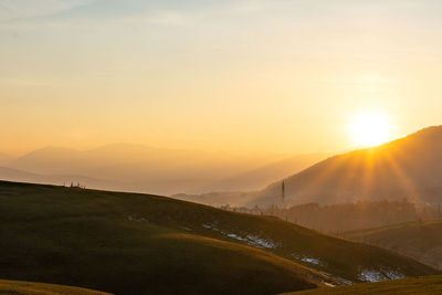 Scenic view of landscape against sky during sunset