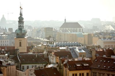 High angle view of buildings in city