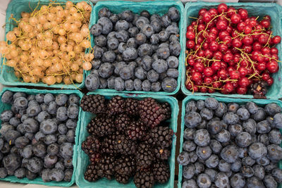 High angle view of fruits for sale at market stall