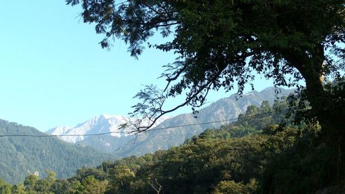 Scenic view of mountains against clear sky