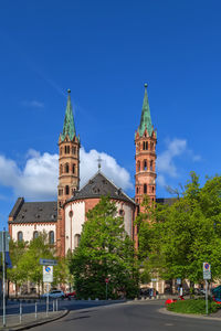 View of church against clear blue sky