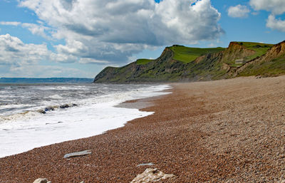 Scenic view of beach against sky