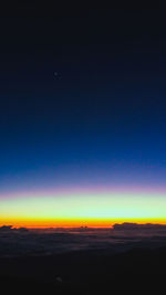 Scenic view of silhouette landscape against clear sky at sunset