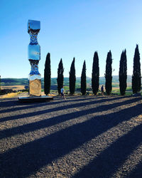 View of city against clear blue sky