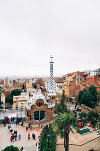 High angle view of buildings in city