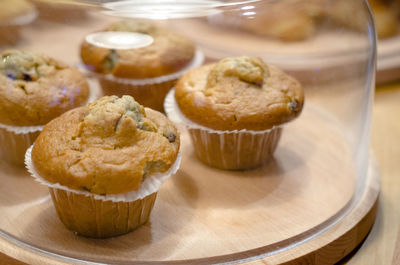 Close-up of cupcakes on table