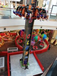 High angle view of various objects on table