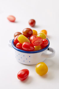 High angle view of multi colored candies on table