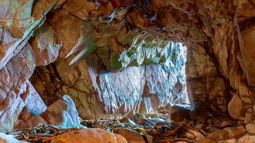 Low angle view of rock formation in cave