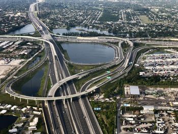 High angle view of elevated road in city