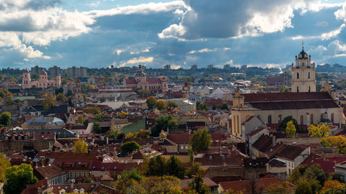 High angle view of townscape against sky