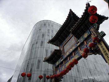 Low angle view of temple against sky