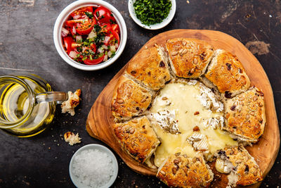 Directly above shot of meal served in bowl