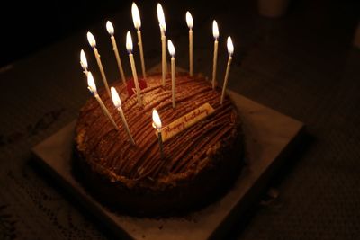 High angle view of cake on table