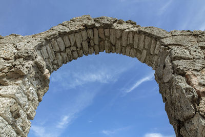 Looking up. part of the arch of the ancient fortress of cape kaliakra 