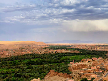 High angle view of townscape against sky