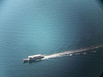 High angle view of ship in sea