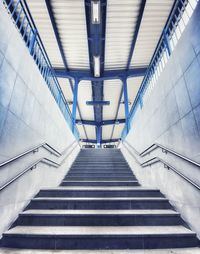 Low angle view of empty subway station