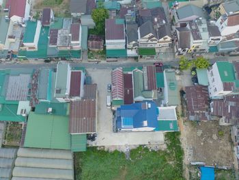 High angle view of buildings in city