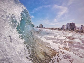 Panoramic view of beach against sky