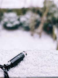 Close-up of cars on snow