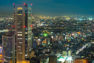 Tokyo night view seen from the observation deck of the tokyo metropolitan government building.