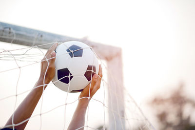 Low angle view of soccer ball