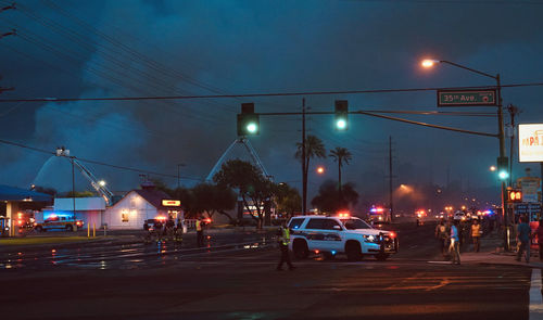 Traffic on road at night