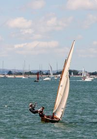 Boats sailing in sea