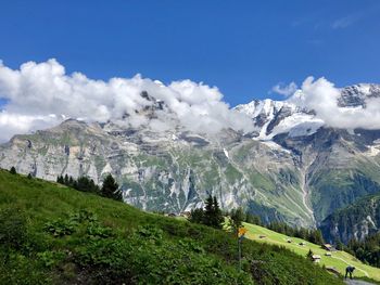 Panoramic view of landscape and mountains against sky