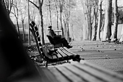 Empty bench in park