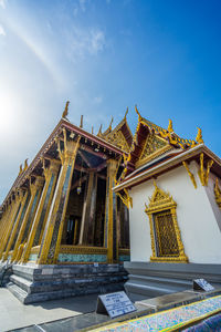 Low angle view of temple against sky