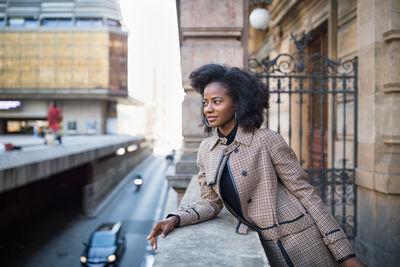 Beautiful african american woman, urban street portrait