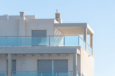 Low angle view of building against clear sky