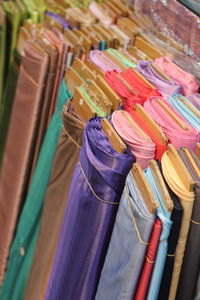 High angle view of multi colored pencils at market stall