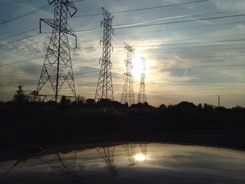 Electricity pylon at sunset