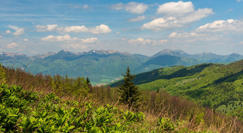 Scenic view of mountains against sky