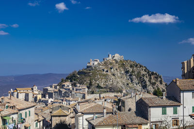 High angle view of townscape against sky