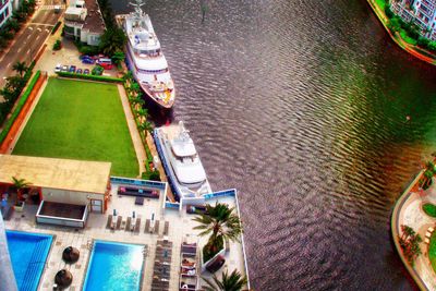 View of boats in water