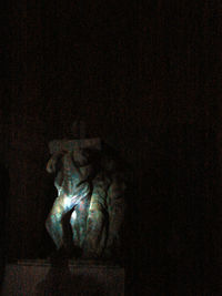 Low angle view of statue in the dark